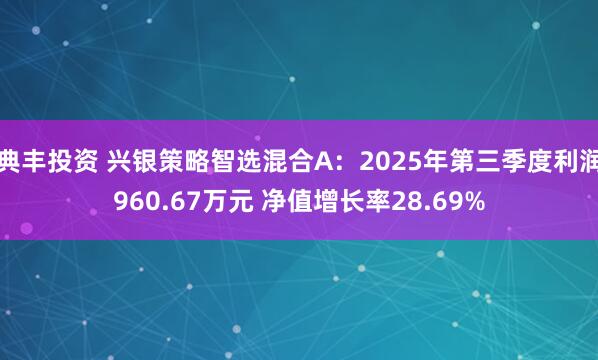 典丰投资 兴银策略智选混合A：2025年第三季度利润960.67万元 净值增长率28.69%