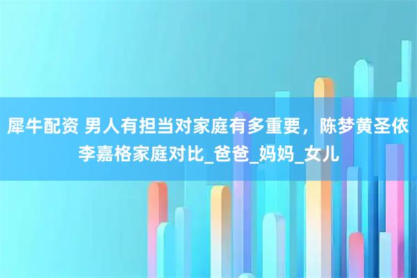 犀牛配资 男人有担当对家庭有多重要，陈梦黄圣依李嘉格家庭对比_爸爸_妈妈_女儿